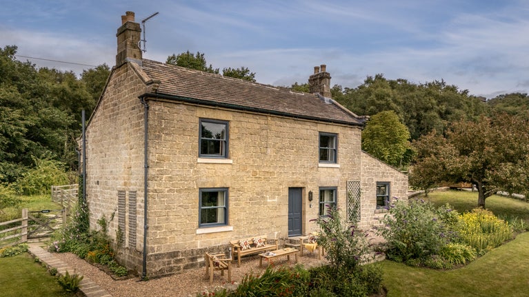 An aerial view of Druid's Cave Farmhouse, North Yorkshire